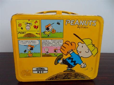 1965 peanuts metal lunch box|peanuts gang lunch box.